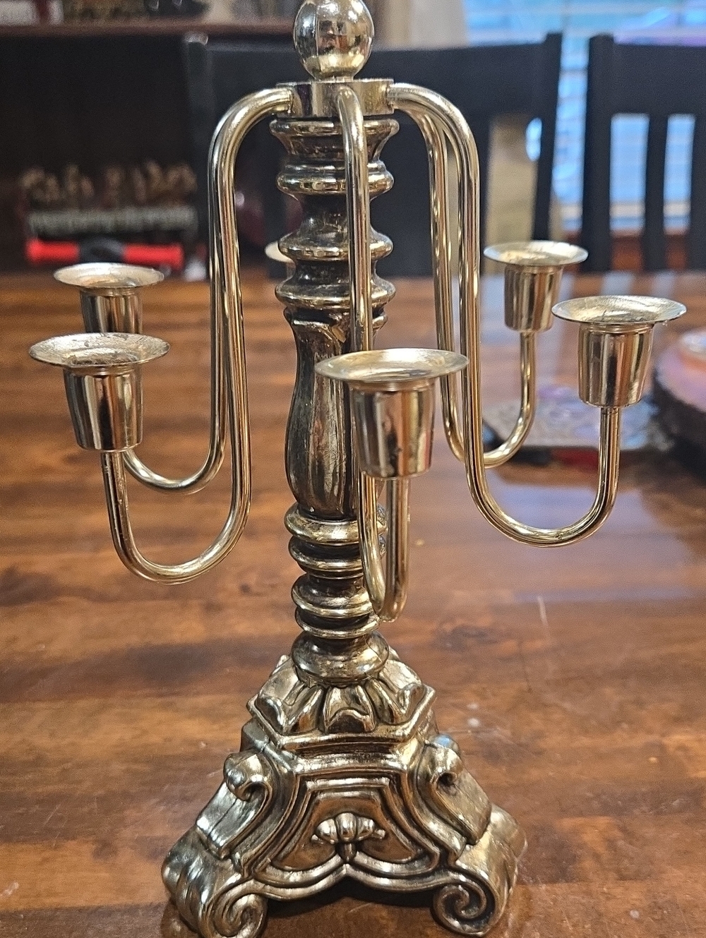 Vintage Table Top Metal Silver Color 6 Light Candelabras Candle Holder